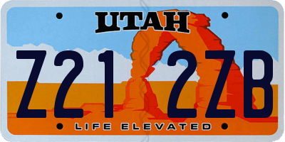 UT license plate Z212ZB