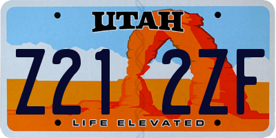 UT license plate Z212ZF