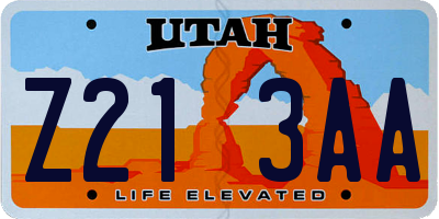 UT license plate Z213AA