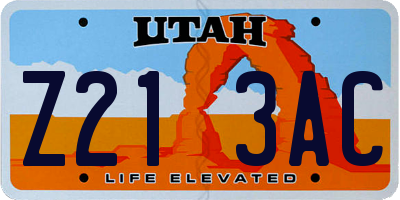 UT license plate Z213AC