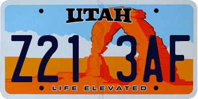 UT license plate Z213AF