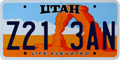 UT license plate Z213AN