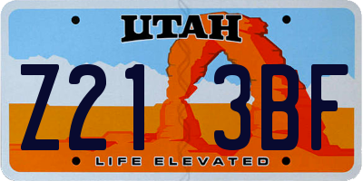 UT license plate Z213BF