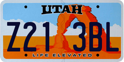 UT license plate Z213BL