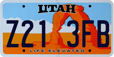 UT license plate Z213FB
