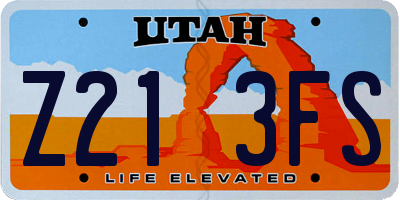 UT license plate Z213FS