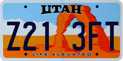 UT license plate Z213FT