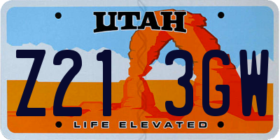 UT license plate Z213GW