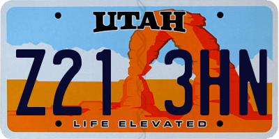 UT license plate Z213HN