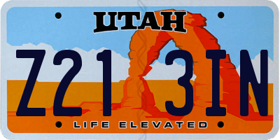 UT license plate Z213IN