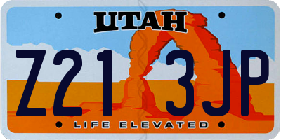 UT license plate Z213JP