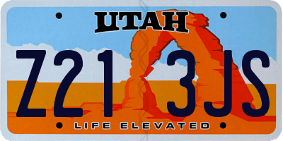 UT license plate Z213JS