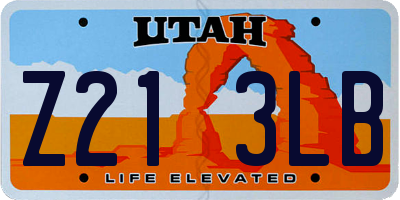 UT license plate Z213LB