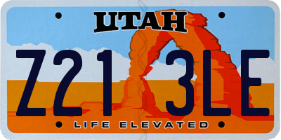 UT license plate Z213LE