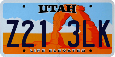 UT license plate Z213LK