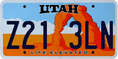 UT license plate Z213LN