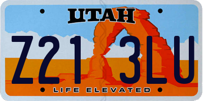 UT license plate Z213LU