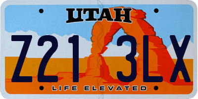 UT license plate Z213LX