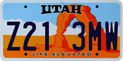 UT license plate Z213MW