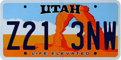 UT license plate Z213NW