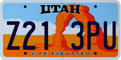 UT license plate Z213PU