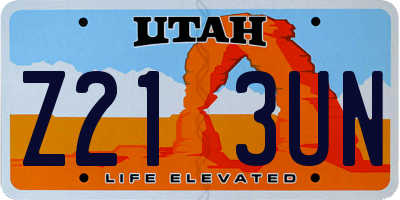 UT license plate Z213UN