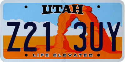UT license plate Z213UY