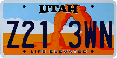 UT license plate Z213WN
