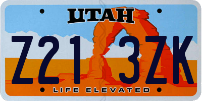UT license plate Z213ZK