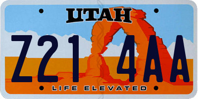 UT license plate Z214AA
