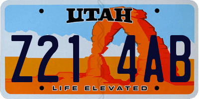 UT license plate Z214AB