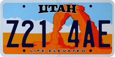 UT license plate Z214AE