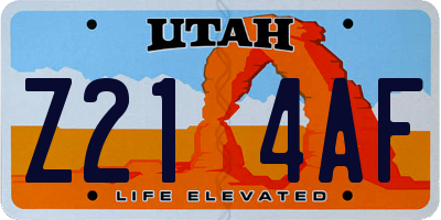 UT license plate Z214AF