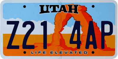 UT license plate Z214AP
