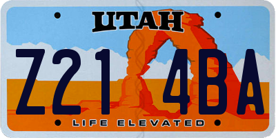 UT license plate Z214BA