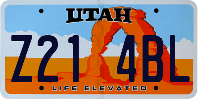 UT license plate Z214BL