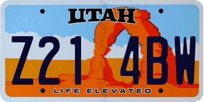 UT license plate Z214BW