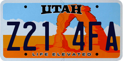 UT license plate Z214FA