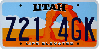 UT license plate Z214GK