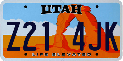 UT license plate Z214JK