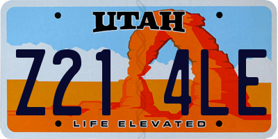 UT license plate Z214LE