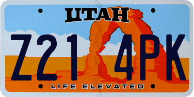 UT license plate Z214PK