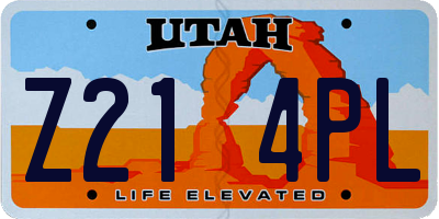 UT license plate Z214PL