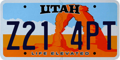 UT license plate Z214PT