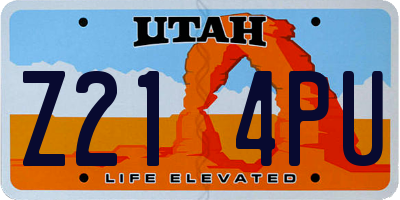 UT license plate Z214PU