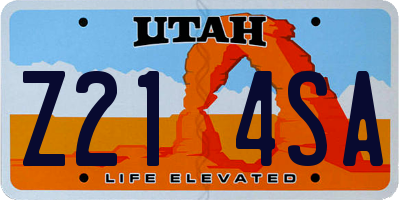 UT license plate Z214SA