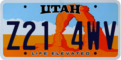 UT license plate Z214WV