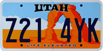 UT license plate Z214YK