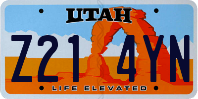 UT license plate Z214YN