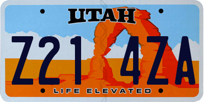 UT license plate Z214ZA
